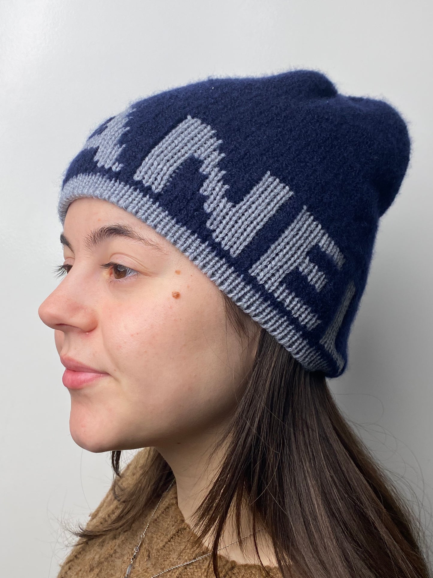 Chanel Navy/Grey Logo Beanie