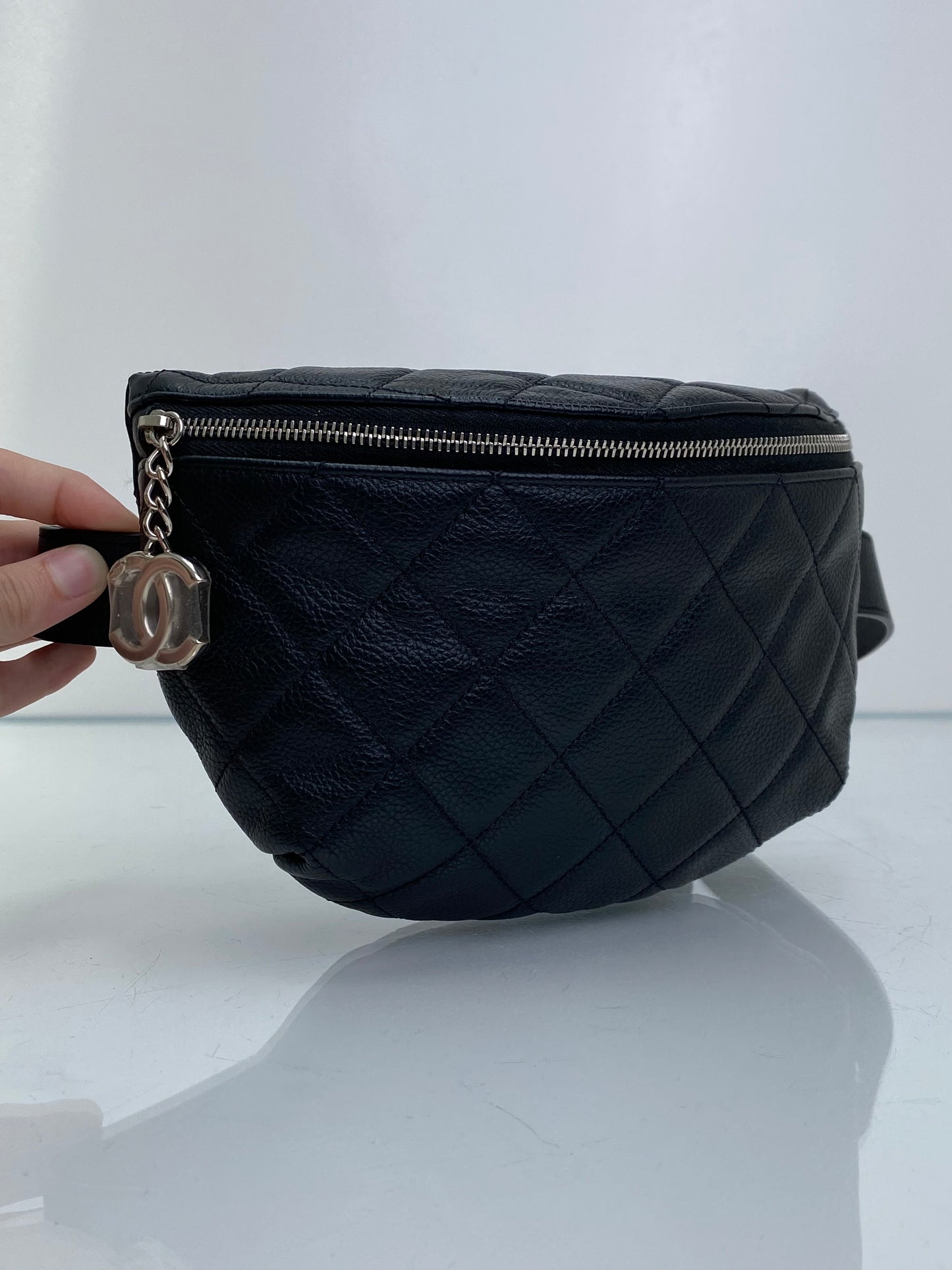 Chanel Black Uniform Quilted Bum Bag SHW