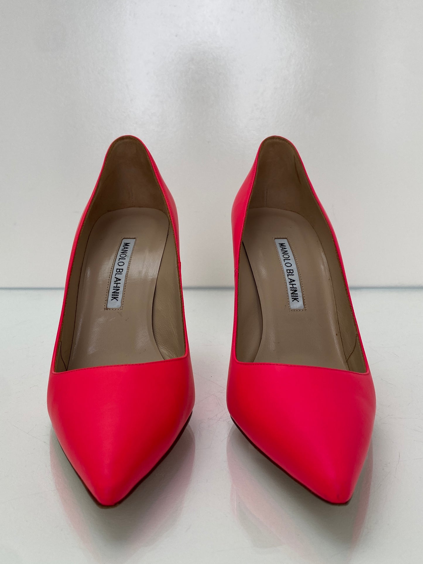 Manolo Blahnik Neon Pink Heels, 37.5