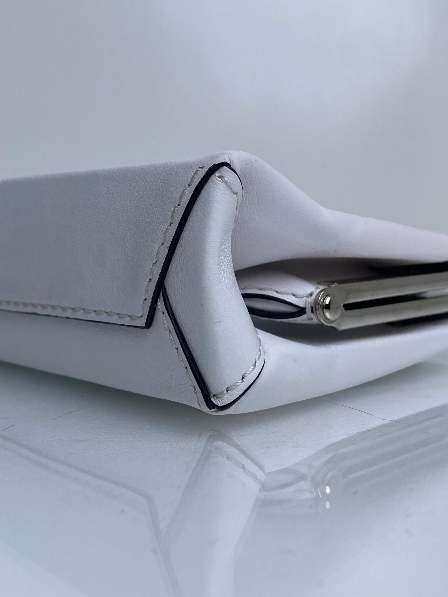 Moschino White & Black Leather Top Handle Small Bag SHW