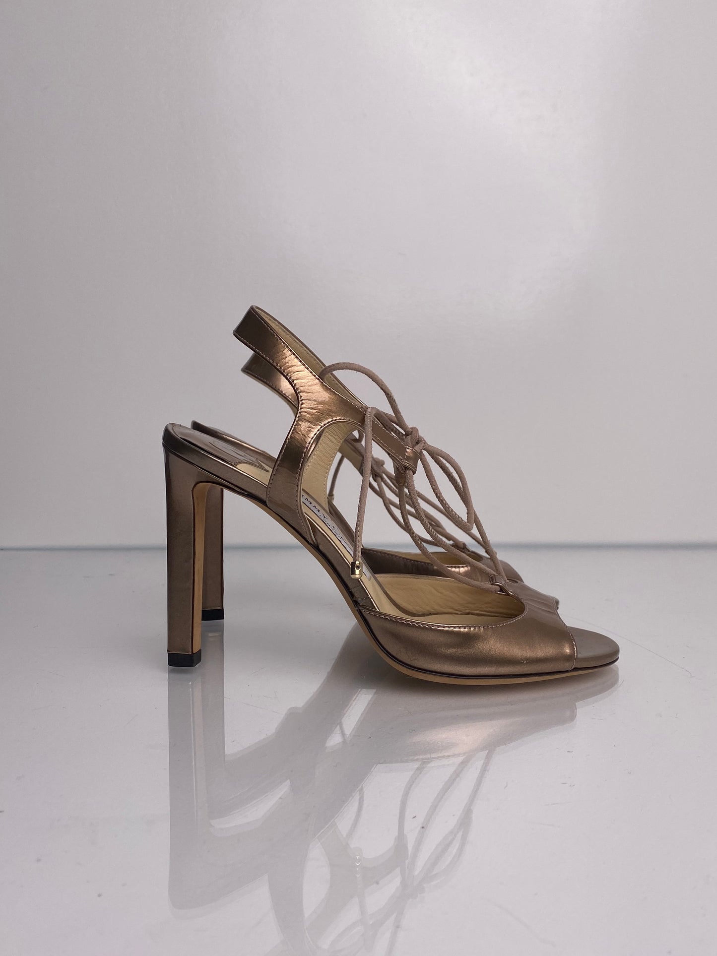 Jimmy Choo Rose Gold Lace Heels, 37