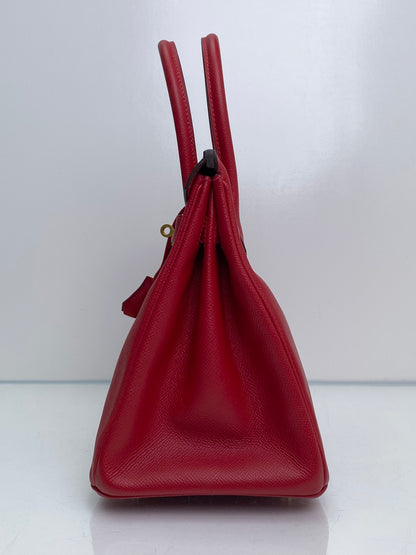 Hermes Birkin 30 Rouge Casaque Epsom GHW #A