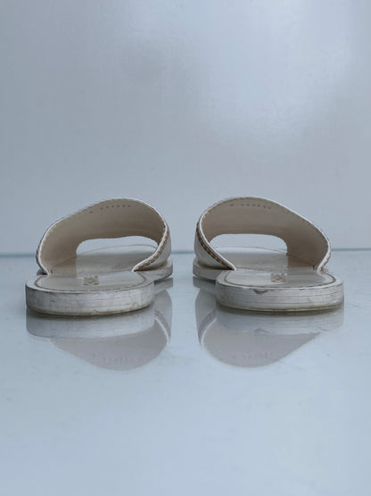 Chanel White & Multicolor Embroidered CC Sandals, 39.5 (As Is)