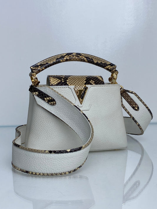 Louis Vuitton White / Snakeskin Capucine Bag GHW