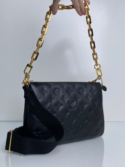 Louis Vuitton Black Coussin Monogram Embossed Lambskin PM