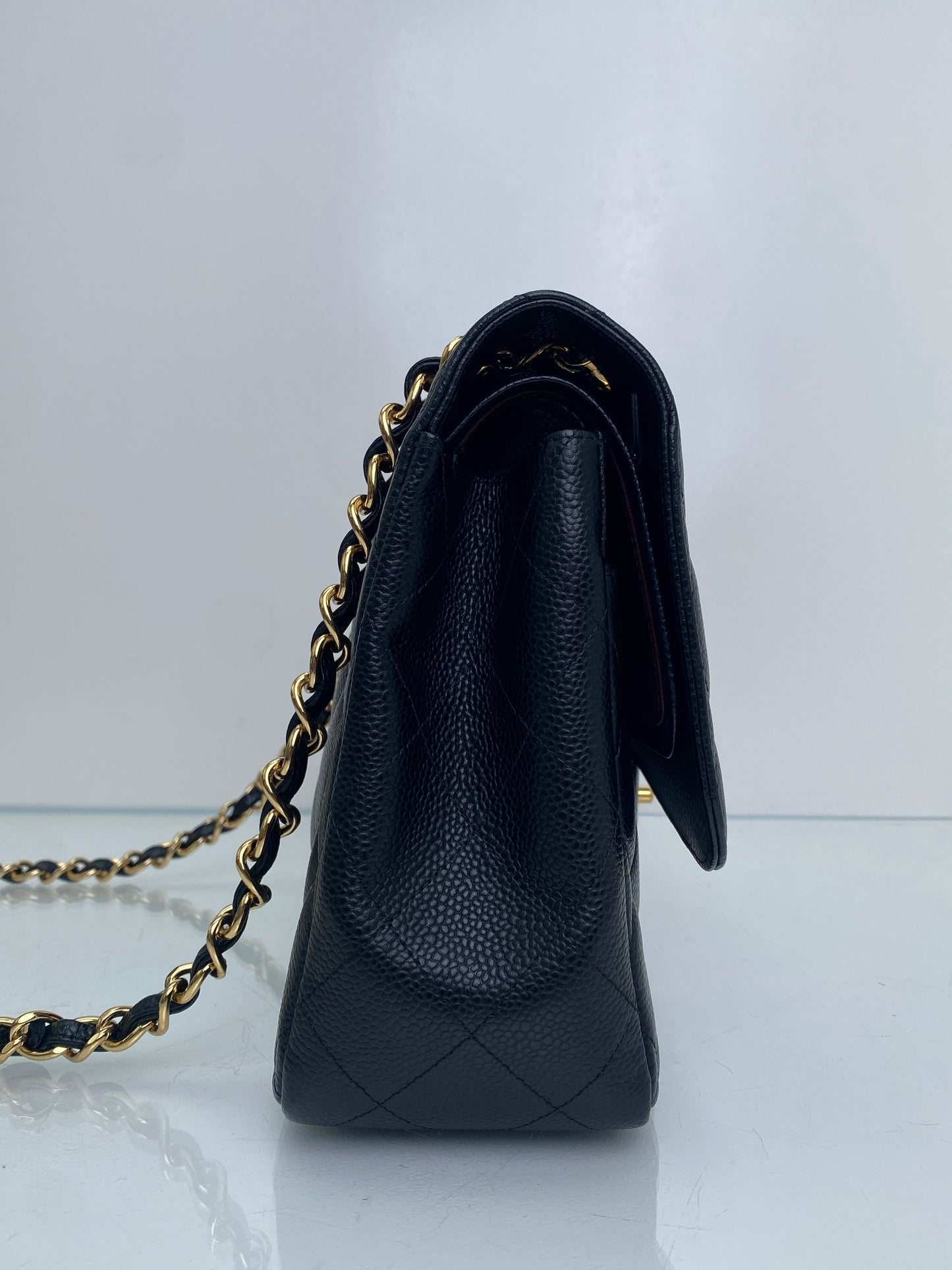 Chanel Black Cavair Quilted Classic Jumbo Flap Bag GHW #15