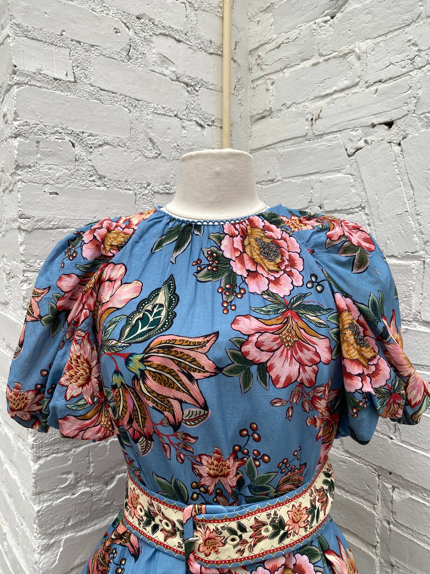 Farm Rio Blue Floral Mini Dress, S