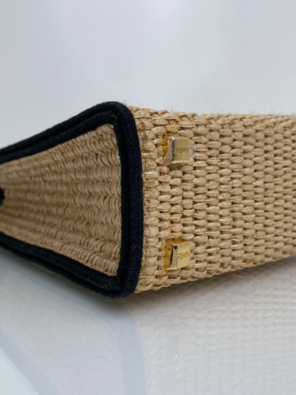 Fendi Tan & Black Raffia Sunshine Mini Shopper Tote Bag GHW