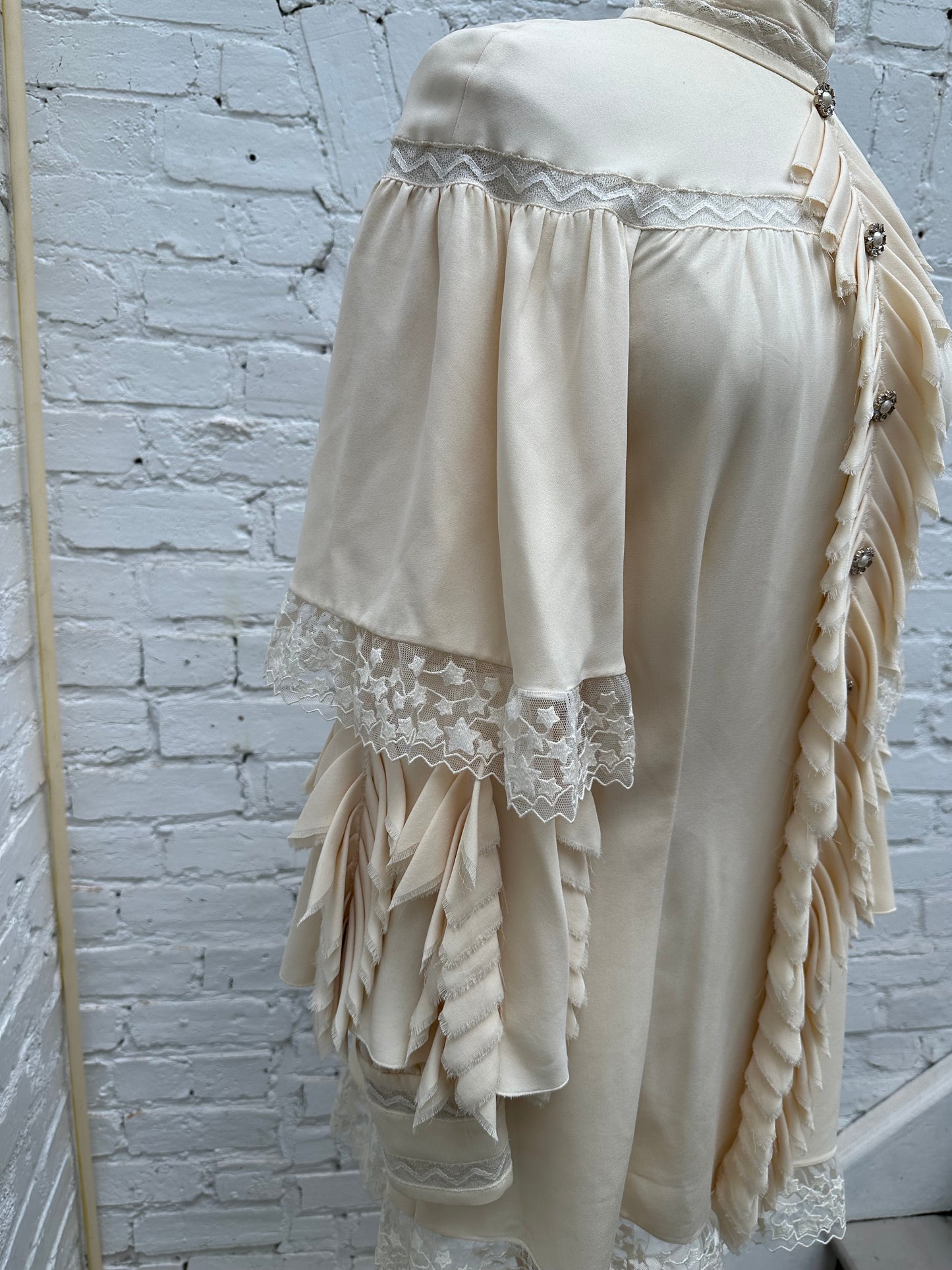 Chanel Cream Silk Ruffle Dress, 36