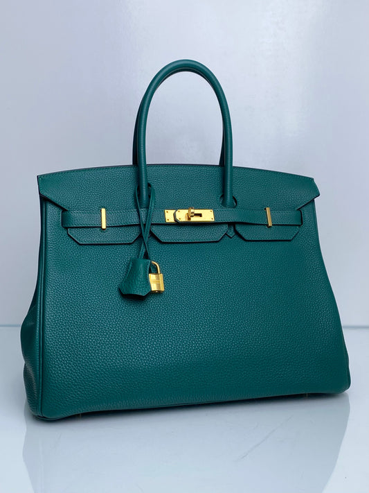Hermes Birkin Malachite Togo GHW #Q