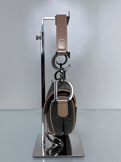 Christian Dior 2002 Denim/Pink Saddle Bag SHW