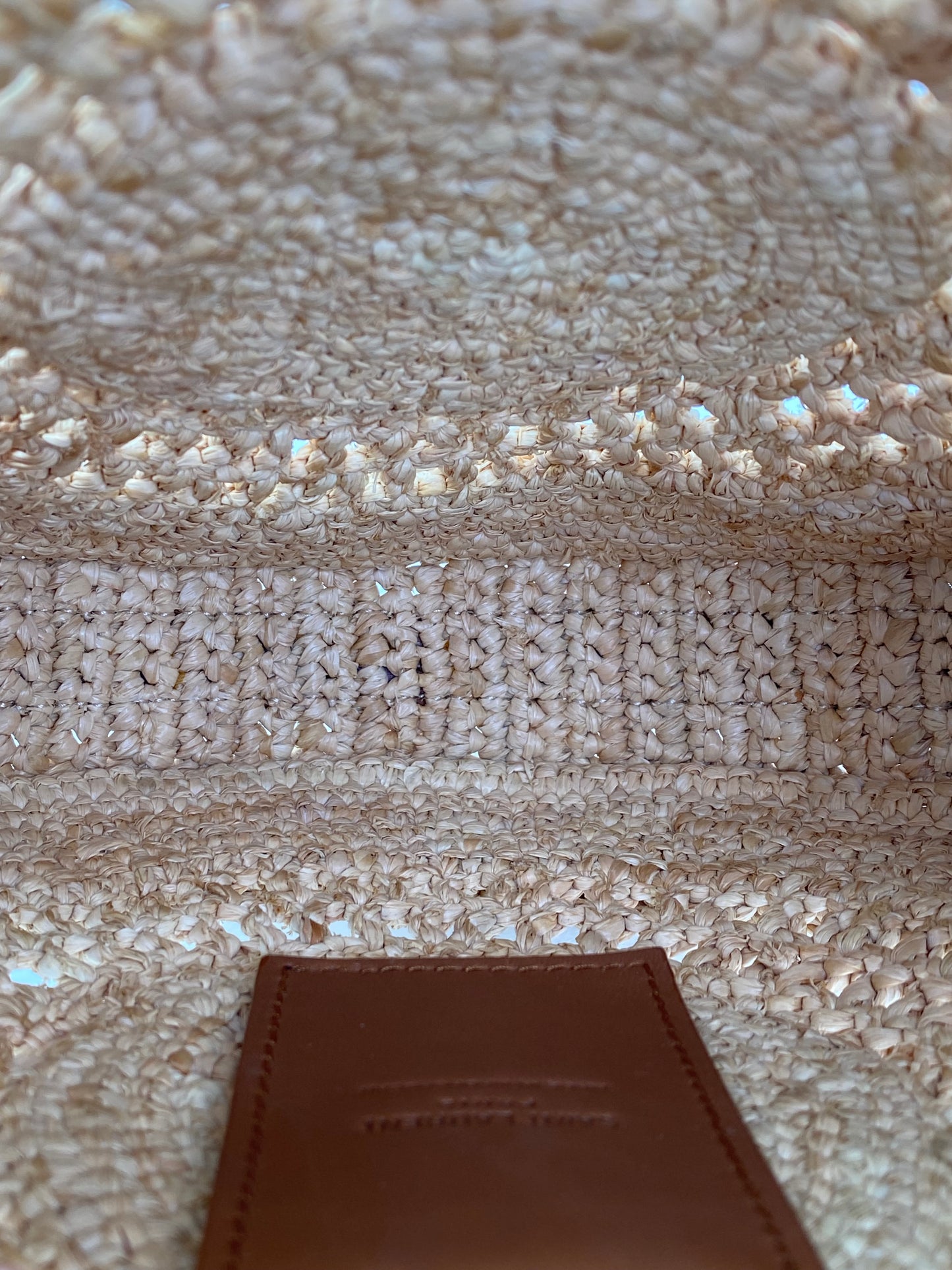 Saint Laurent Tan Raffia Logo Circular Bag GHW