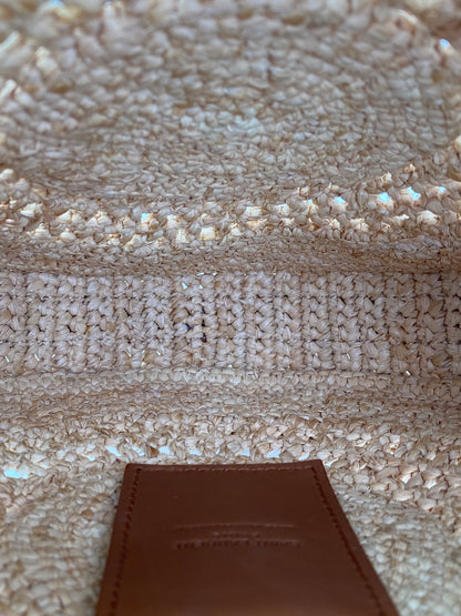 Saint Laurent Tan Raffia Logo Circular Bag GHW