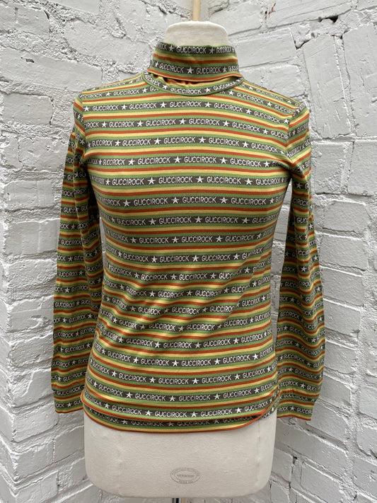 Gucci Kids “Rock” Multicolor Striped Turtleneck, 12Y
