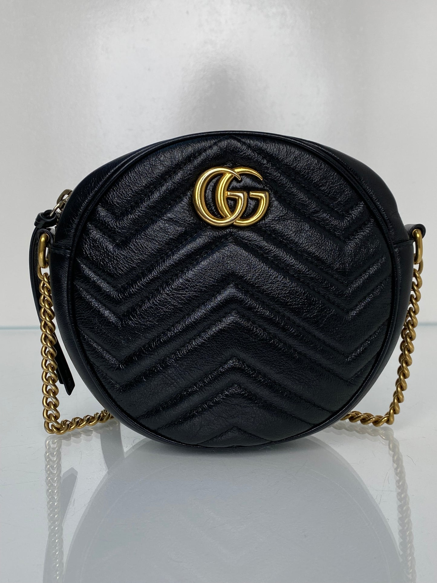 Gucci Black GG Round Marmont GHW