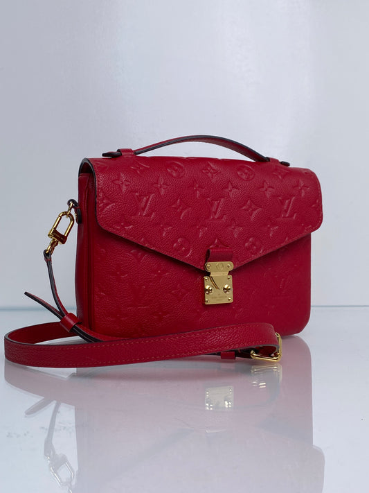 Louis Vuitton Pochette Metis Red Monogram Empreinte MM Crossbody Bag