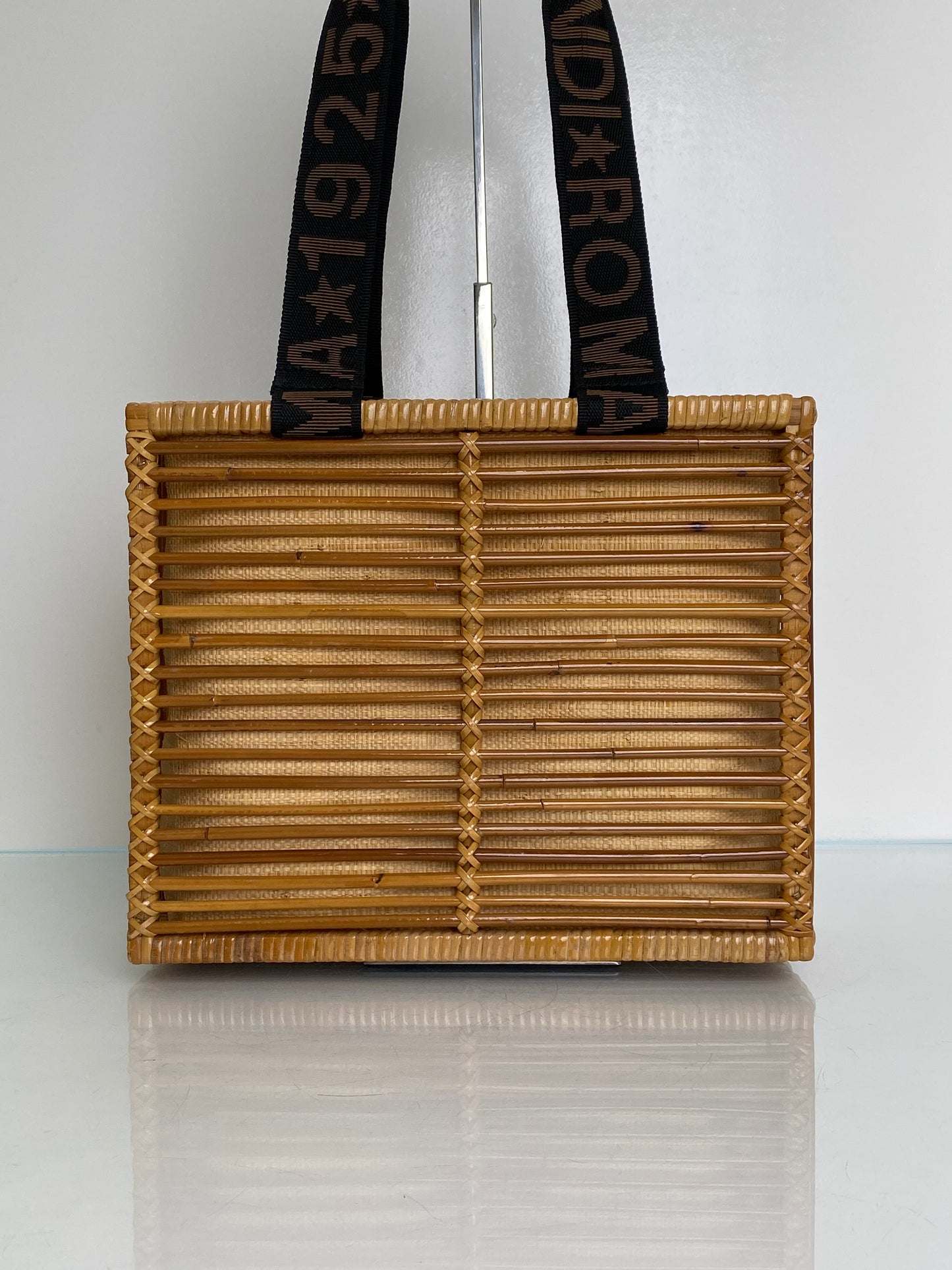 Fendi Rattan & Black Strap Wicker Box Bag