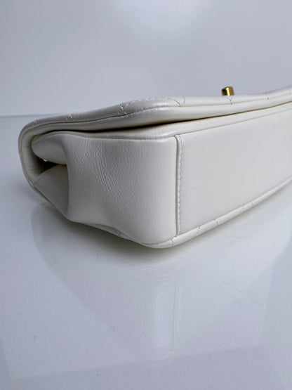 Chanel Looping Chain White Lambskin Bag GHW
