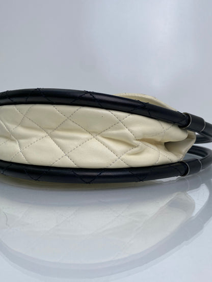 Chanel White & Black Lambskin Hula Hoop Bag SHW