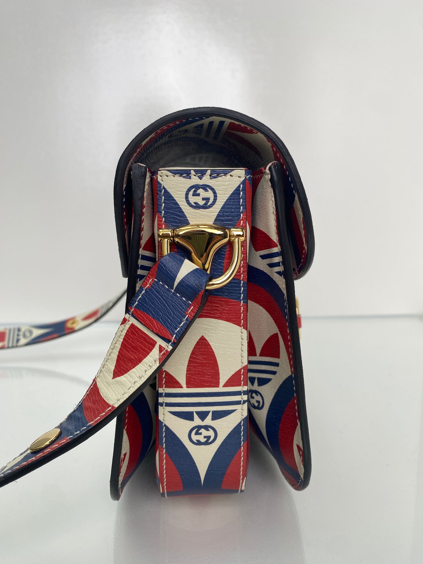 Gucci x Adidas Red, White, & Blue Horsebit 1955 Shoulder Bag GHW