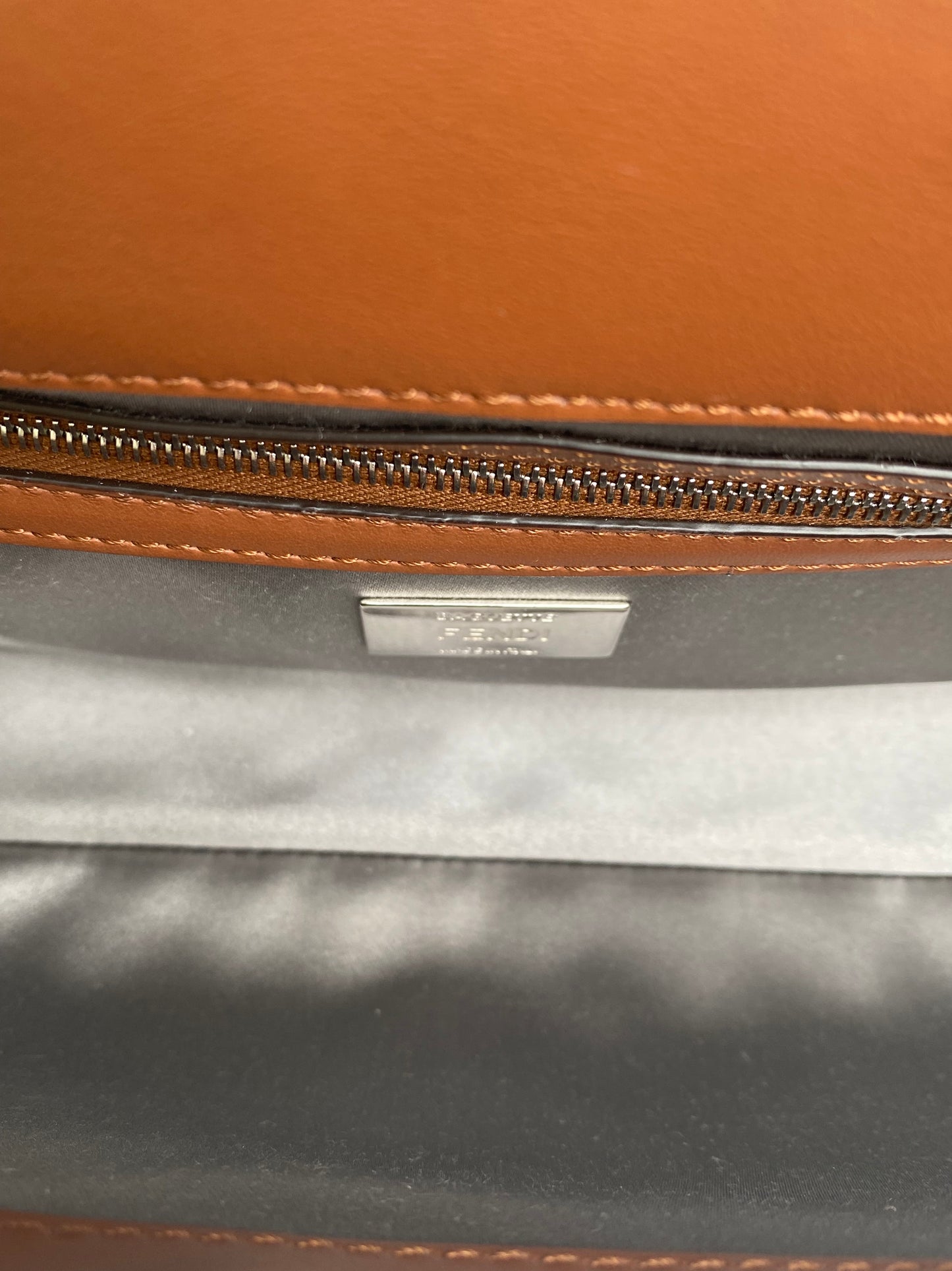 Fendi Brown & Silver Sequin Baguette Bag SHW