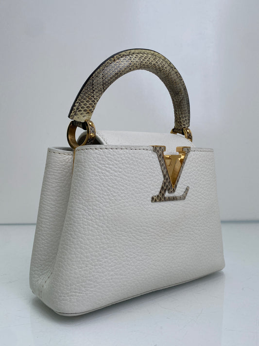 Louis Vuitton Capucine PM White / Lizard Handle GHW