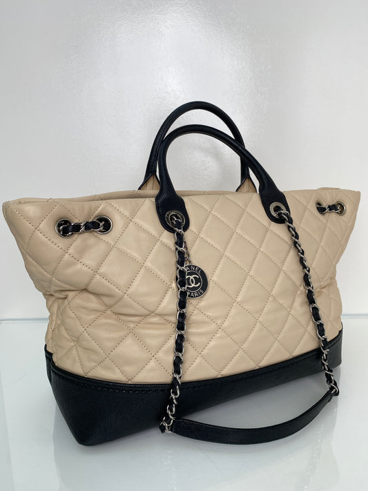 Chanel Nude & Black Globe Trotter Tote Bag SHW