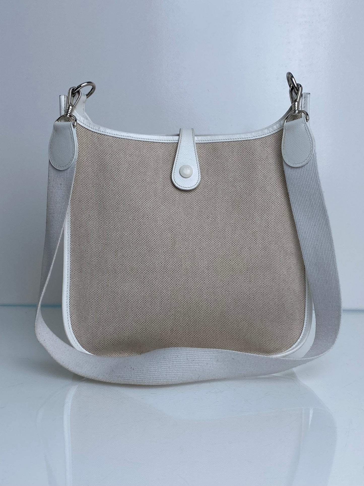 Hermes Evelyne PM Toile/Blanc PHW #H