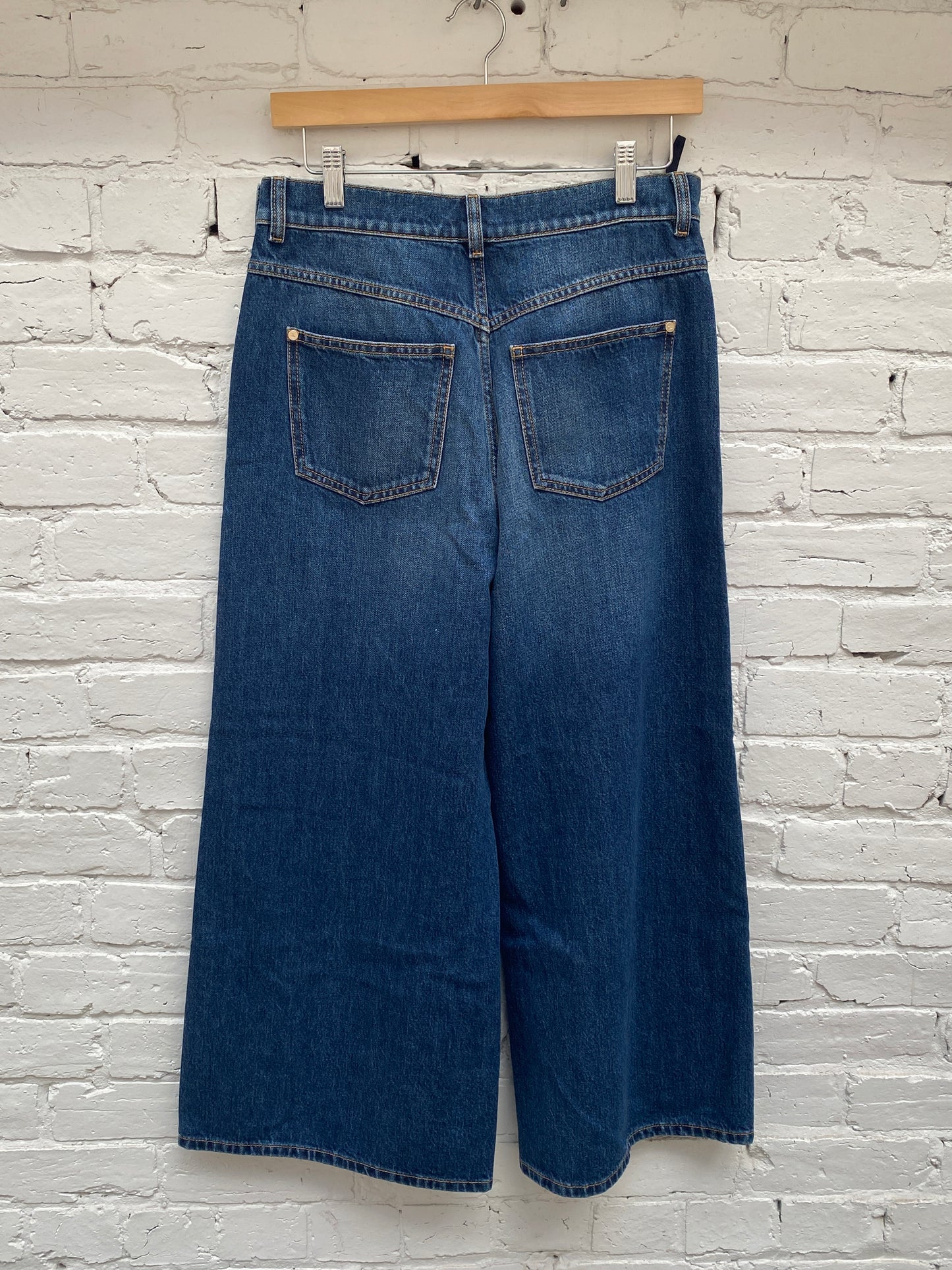 Chanel Dark Wash Wide Leg Cropped Jeans, 38