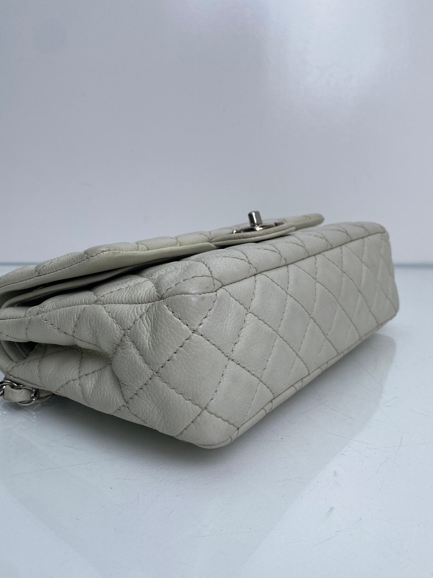 Chanel Ivory Medium Caviar Classic Double Flap SHW