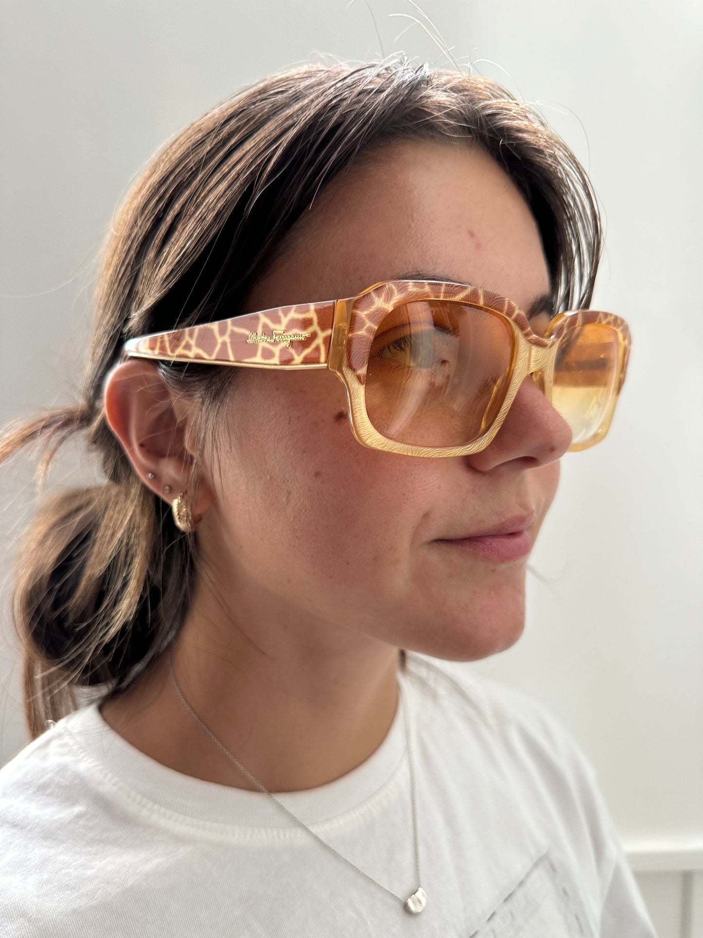 Salvatore Ferragamo Acetate Giraffe Sunglasses