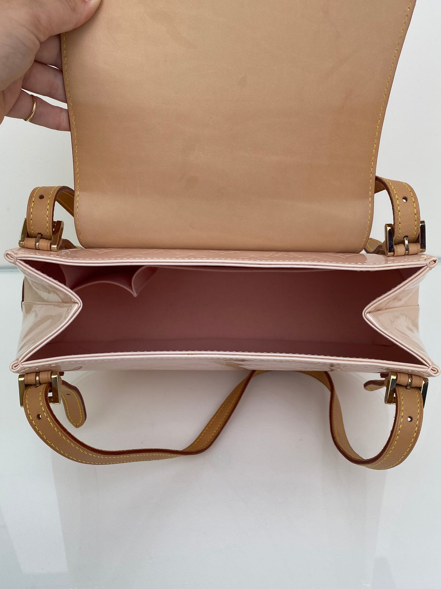 Louis Vuitton Marshmallow Monogram Vernis Biscayne Bay GM Bag