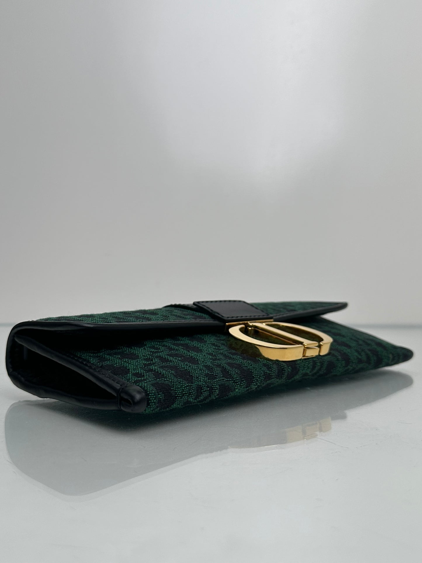 Dior 30 Montaigne Green Jacquard Logo Convertible Clutch with Chain GHW