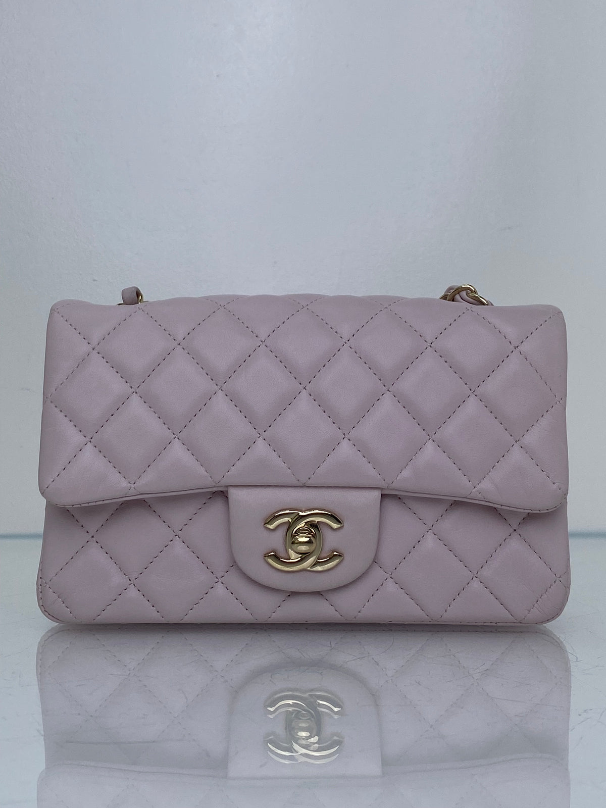Chanel Light Pink Quilted Lambskin Mini Classic Flap Bag GHW #23