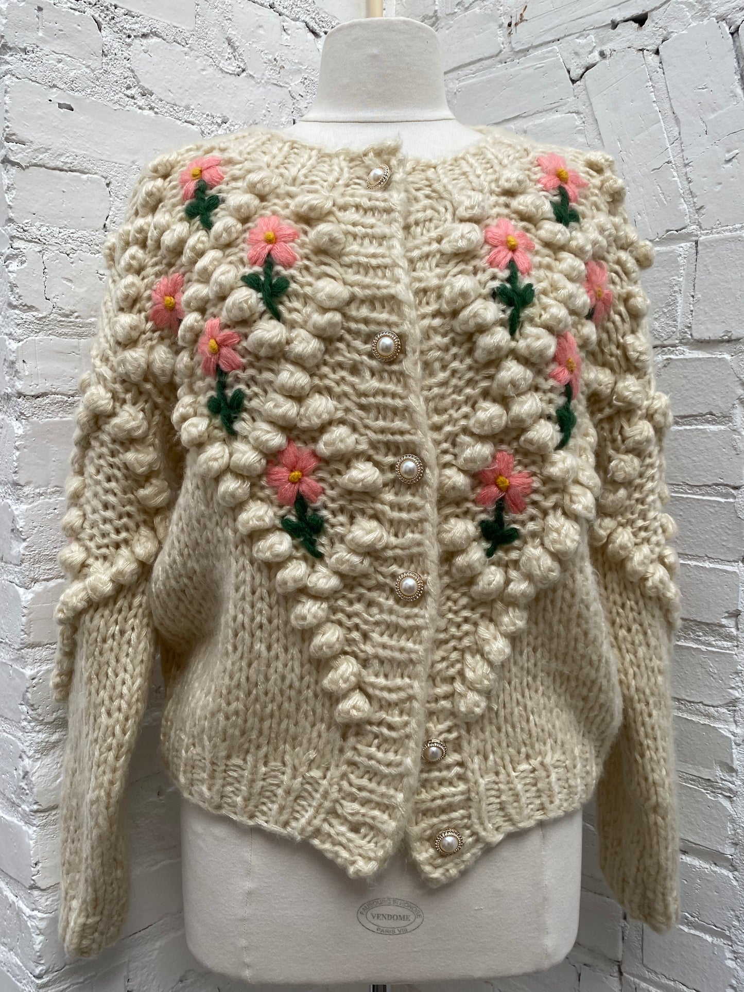 Raga Jumbo Knit & Floral Cardigan, XS