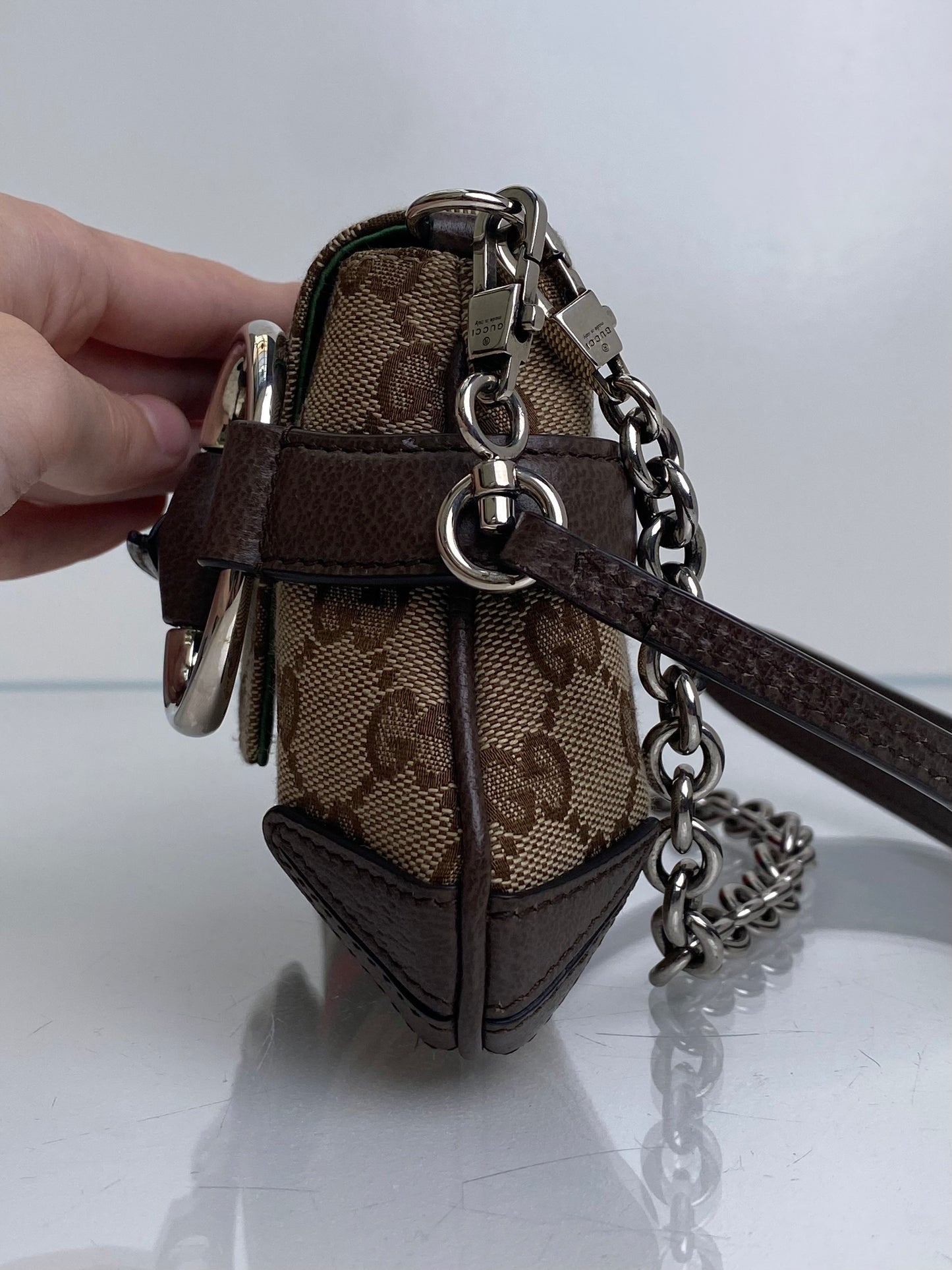 Gucci Supreme & Web Stripe Horsebit GG Small Shoulder Bag SHW