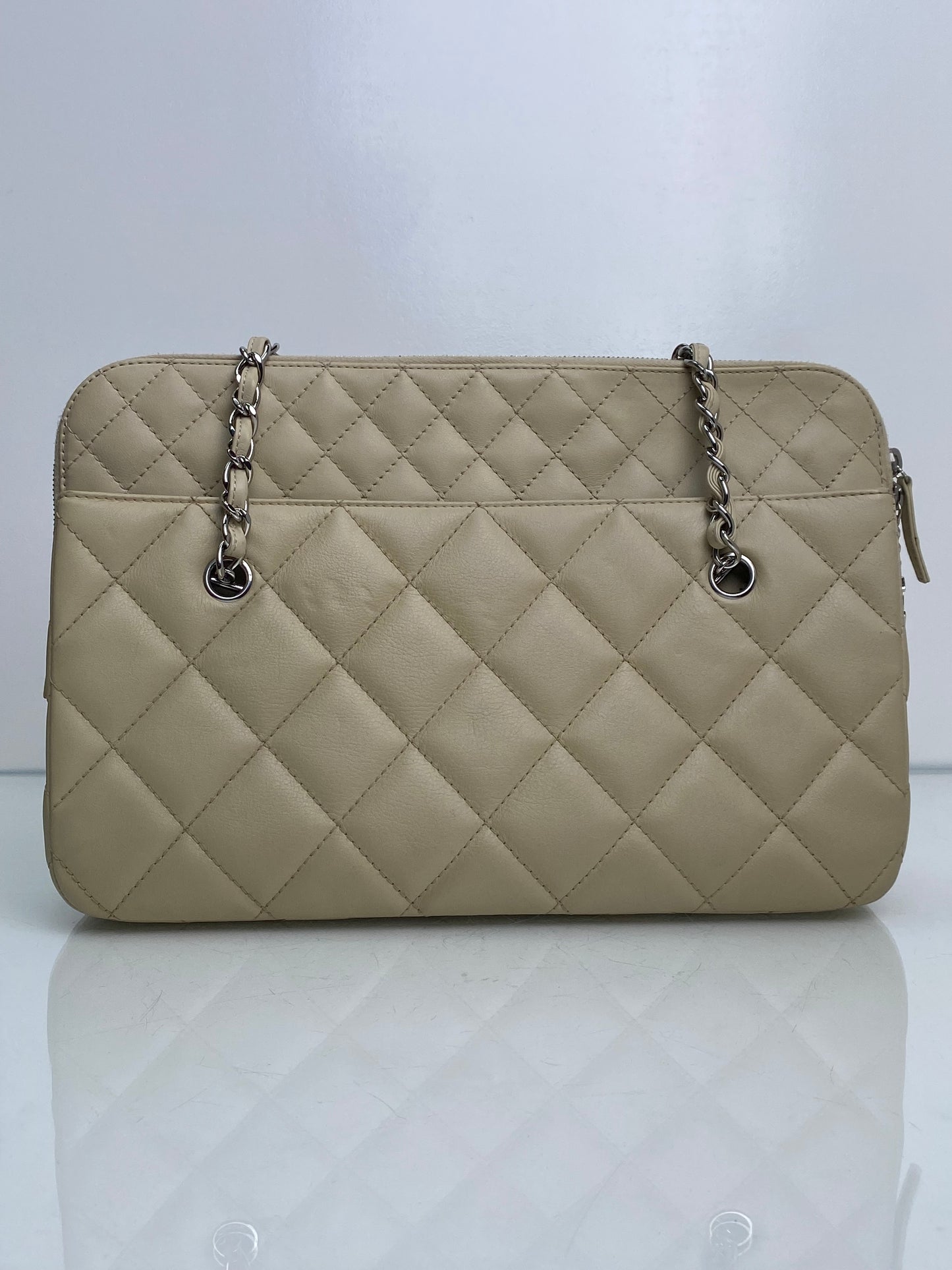 Chanel Light Beige CC Quilted Tote SHW #15