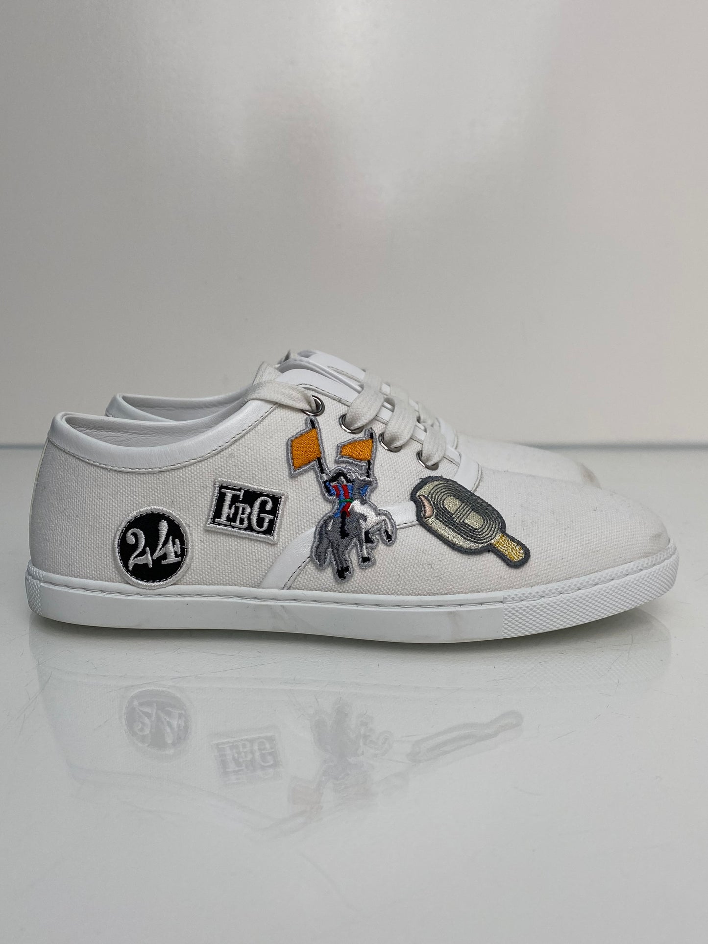 Hermes Innocent White Canvas Sneakers, 35