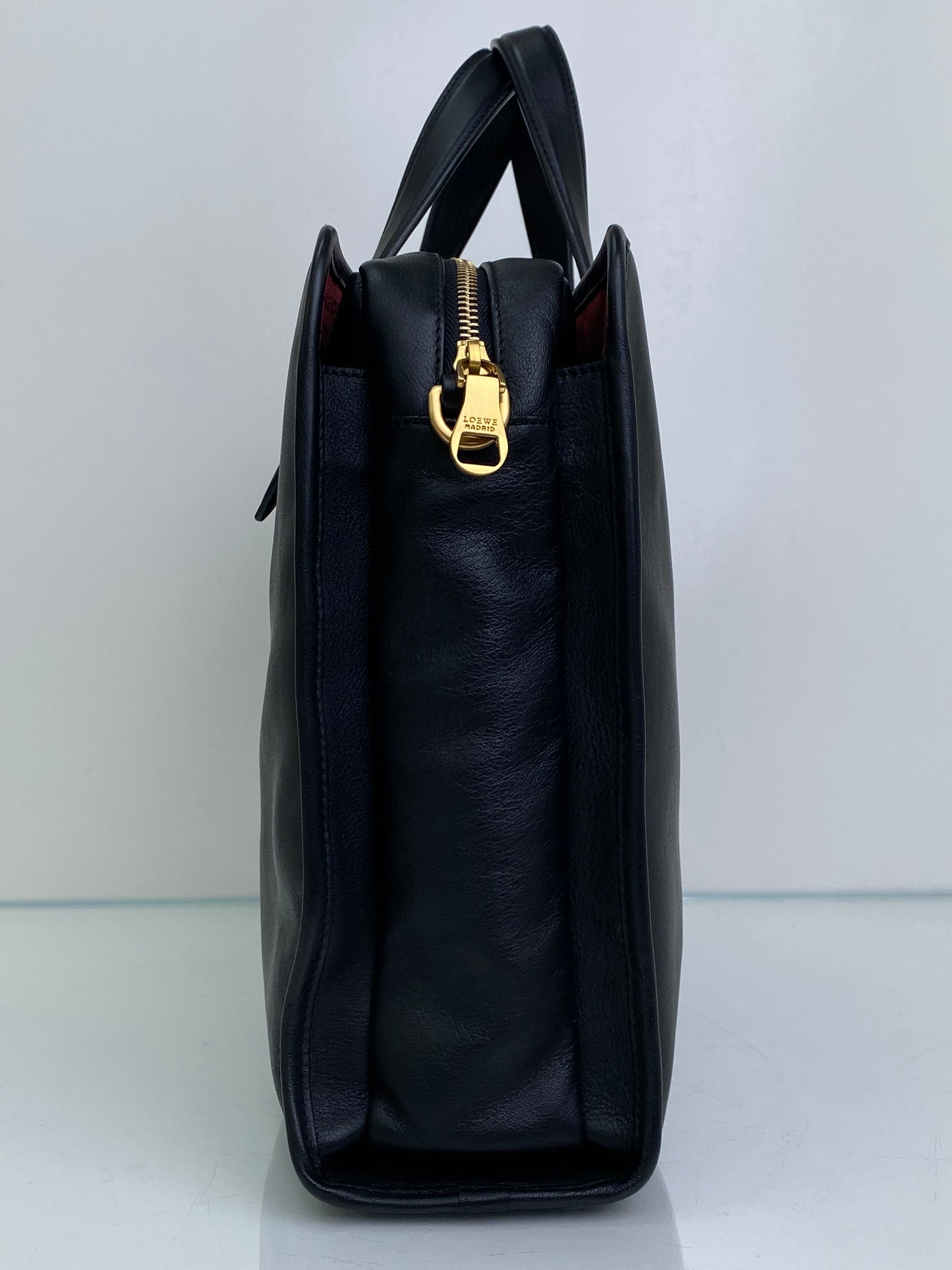 Loewe Black Leather Logo Tote GHW