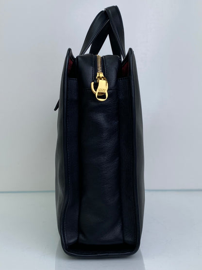 Loewe Black Leather Logo Tote GHW