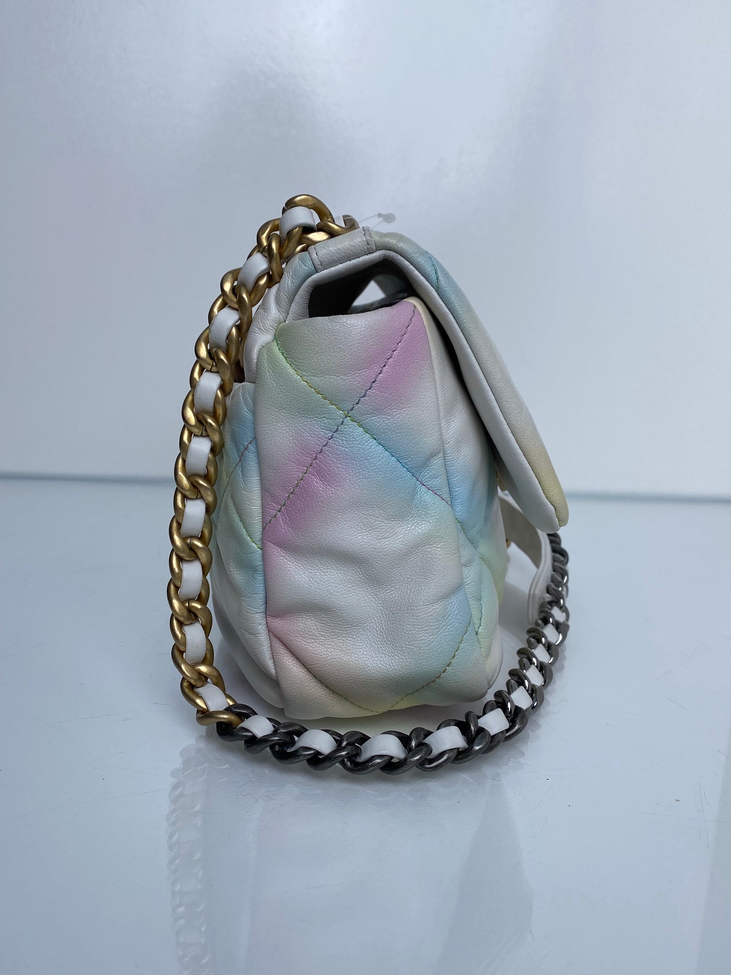 Chanel White & Multicolor Pastel Small 19 Bag TTHW