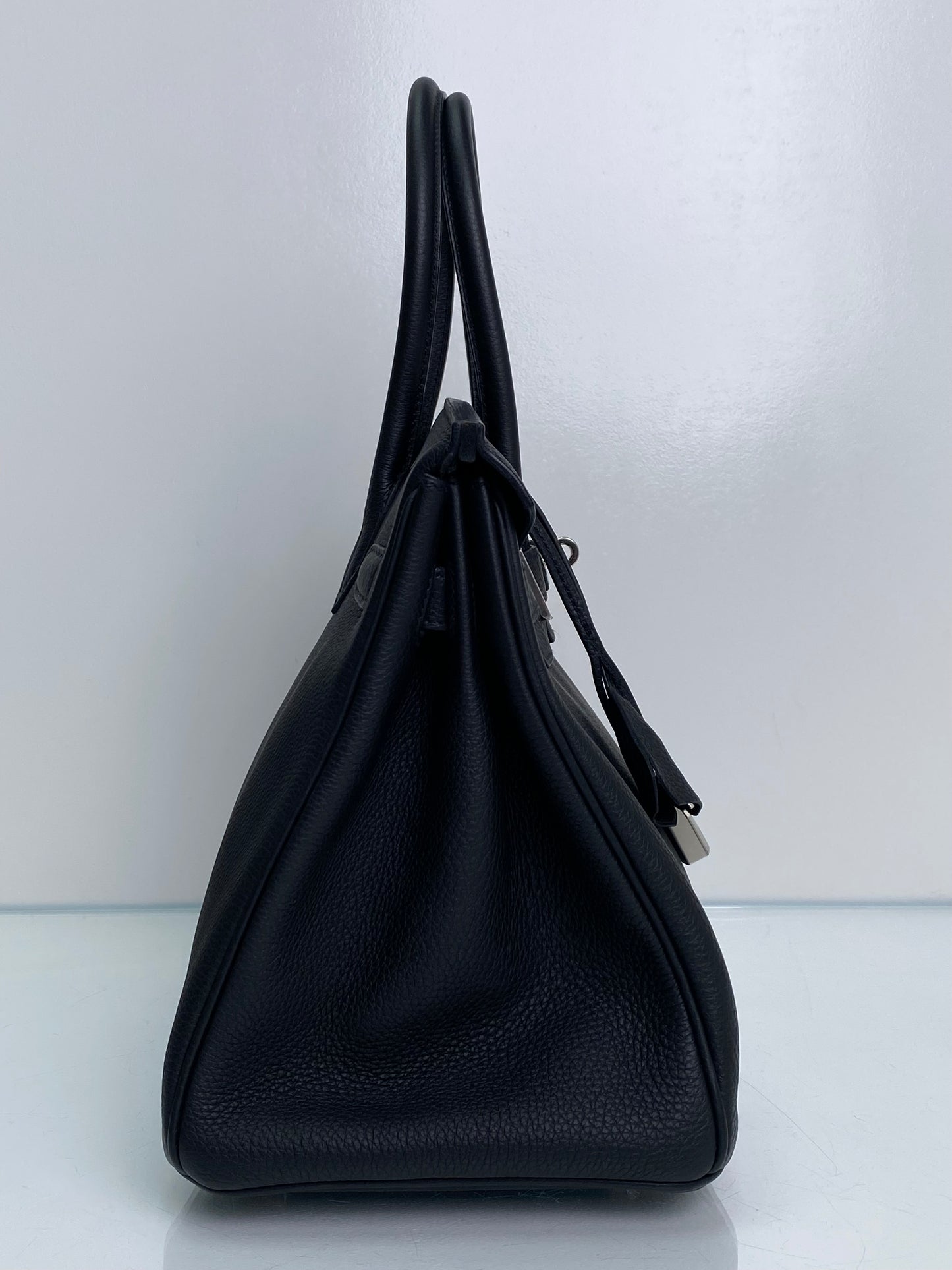 Hermes Birkin 30 Black Clemence PHW #Y