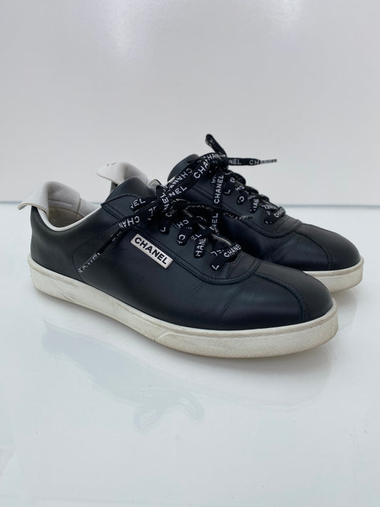 Chanel Black and White CC Logo Sneakers 40