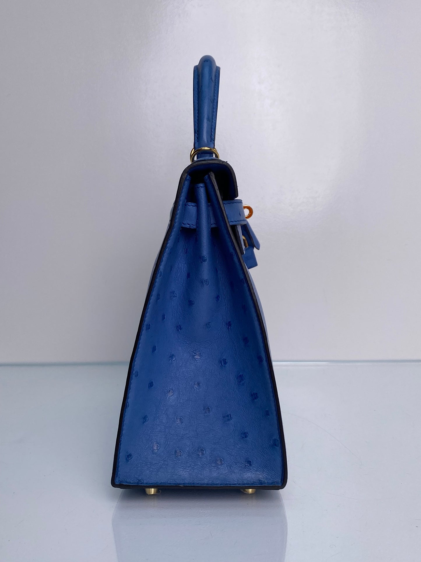 Hermes Kelly 28 Bleut Ostrich GHW #A