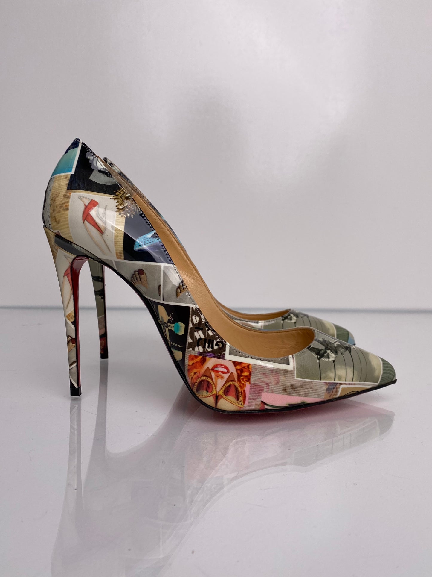 Christian Louboutin Patent Printed Magazine Heels, 39.5