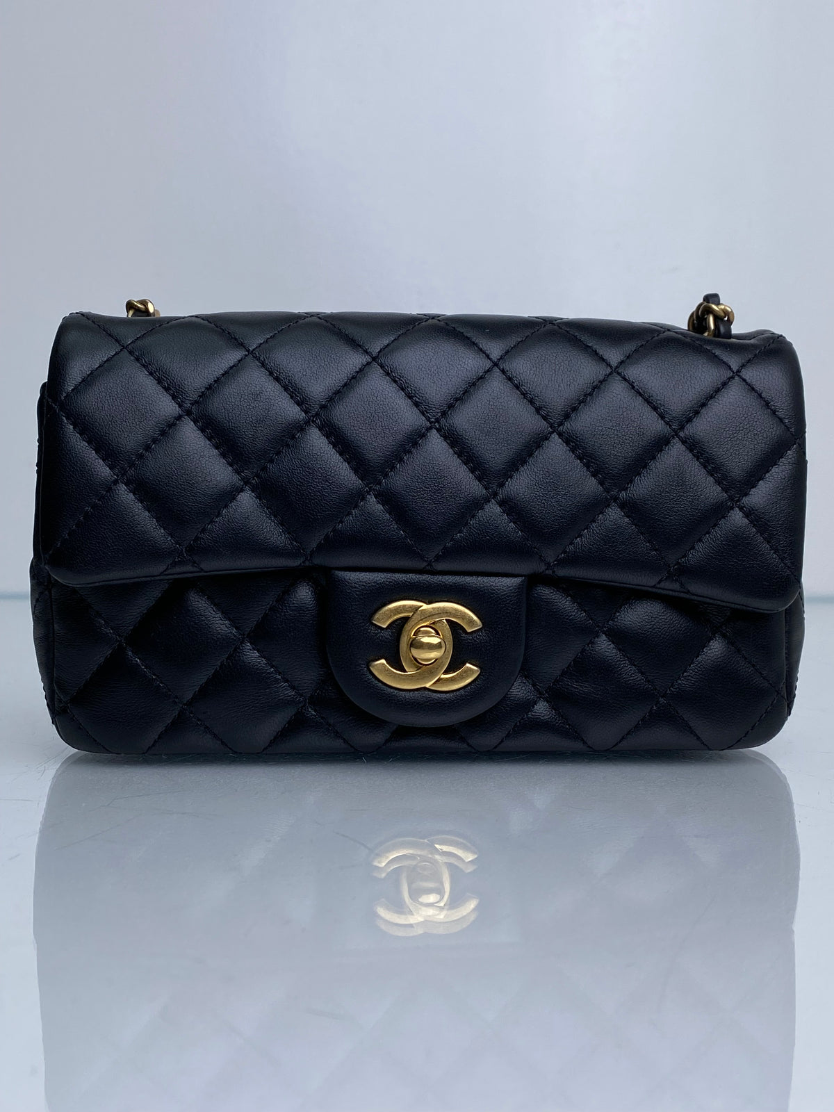 Chanel Black Quilted Lambskin Romance Mini Rectangular Classic Flap Bag GHW #30