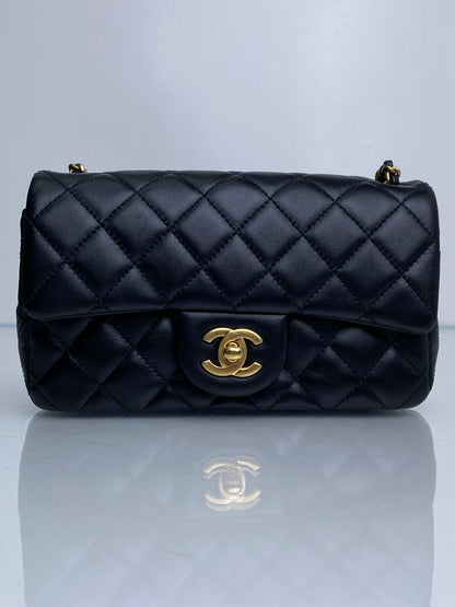 Chanel Black Quilted Lambskin Romance Mini Rectangular Classic Flap Bag GHW #30