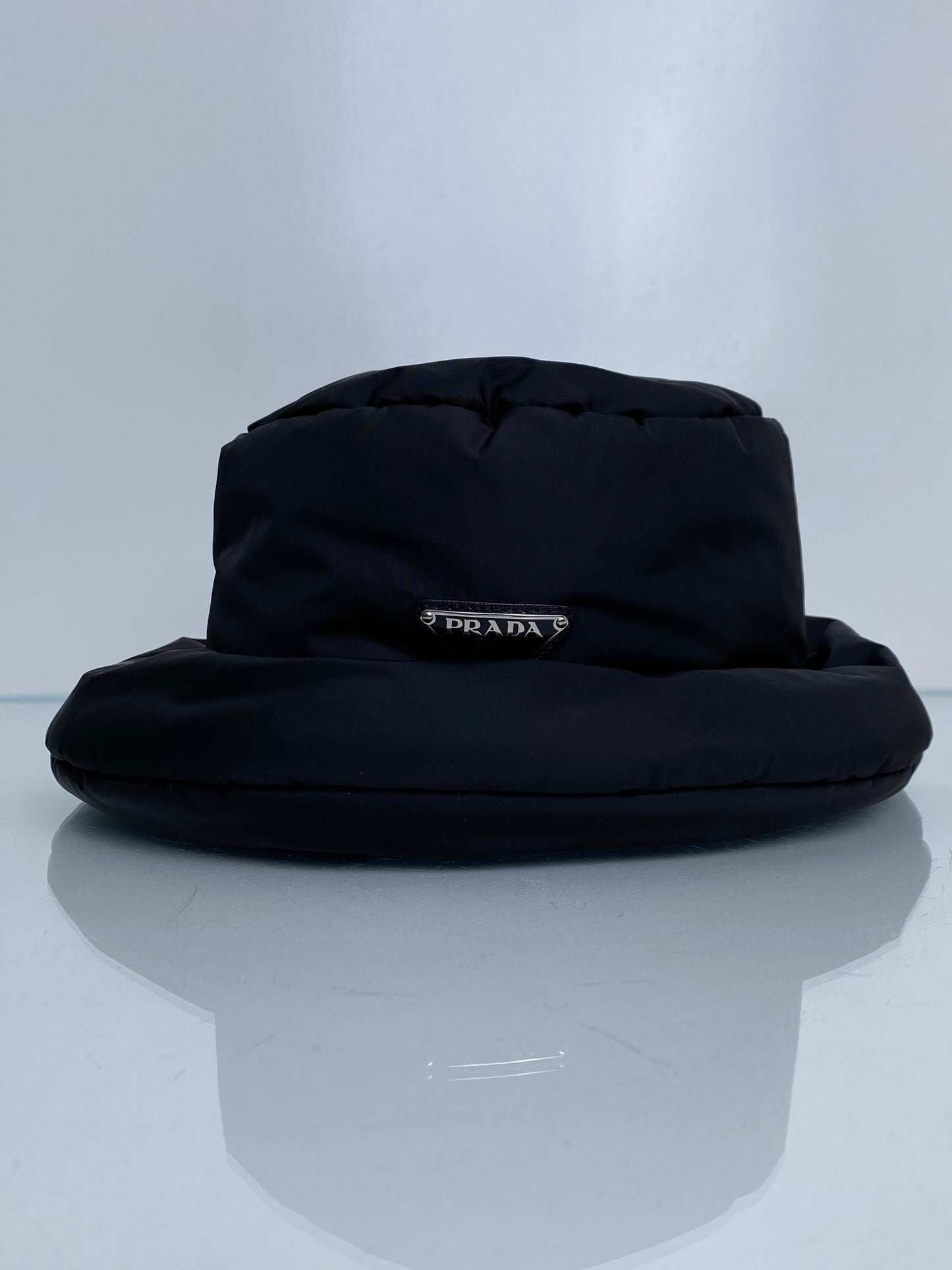 Prada Black Re-Nylon Puffer Hat, 40