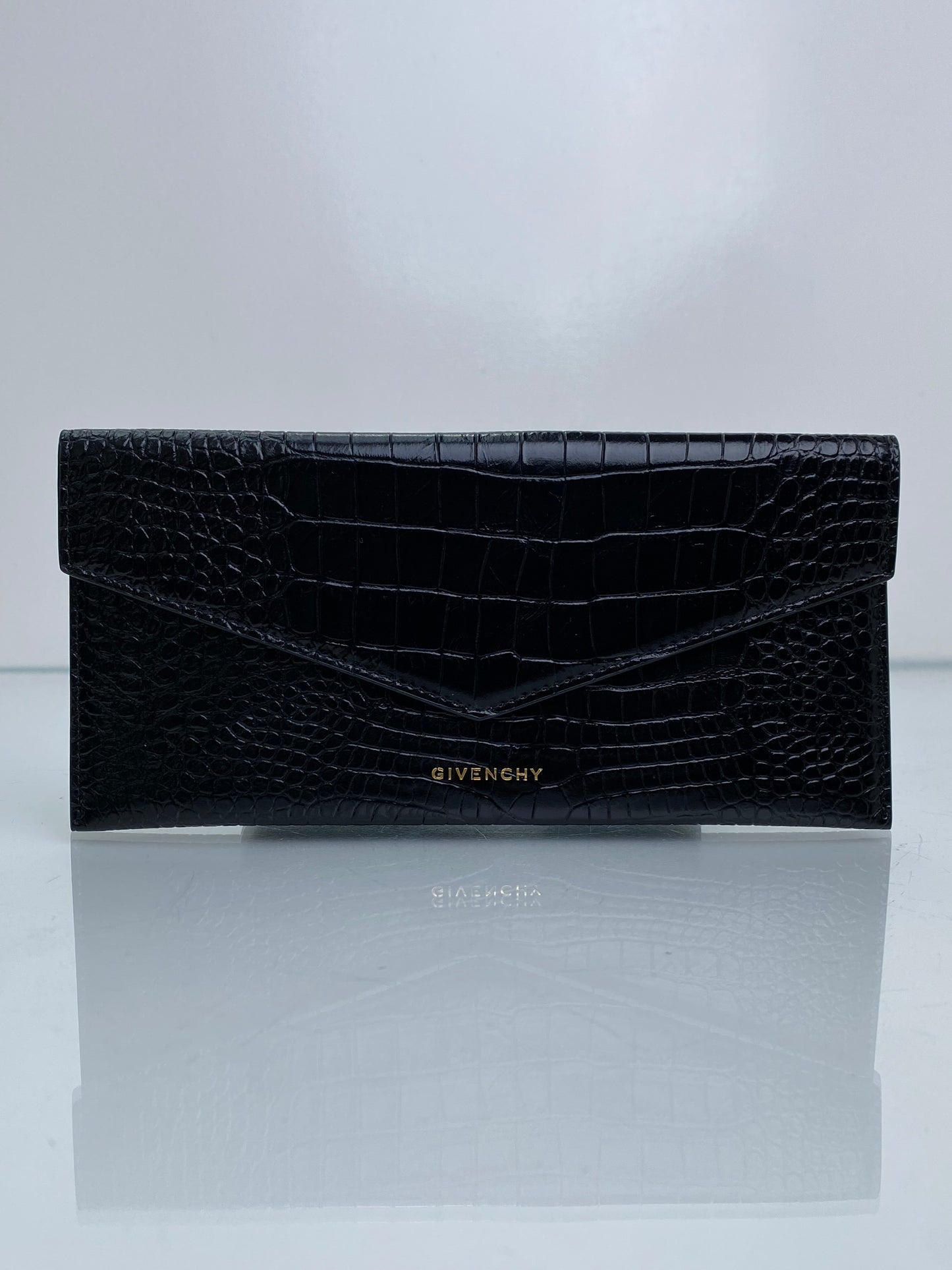 Givenchy Antigona Black Croc Embossed Mini Clutch