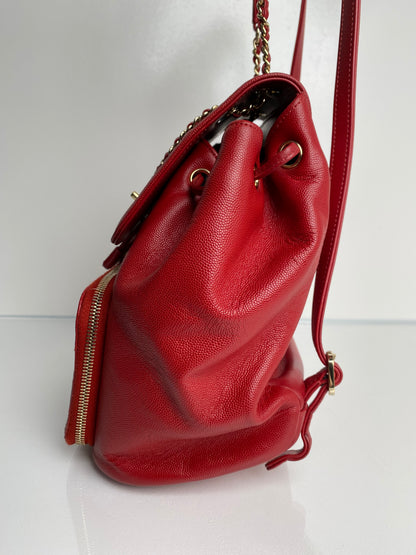 Chanel Business Affinity Red Caviar Quilted Backpack
